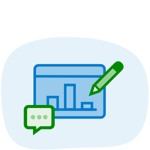 icon illustration of chart and pencil