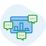 illustration of bar graph and text bubbles